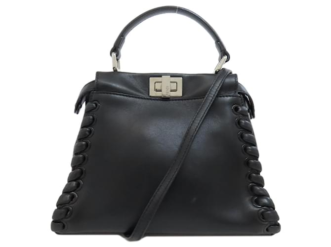 Fendi Peekaboo Handbag Black Leather  ref.1621891
