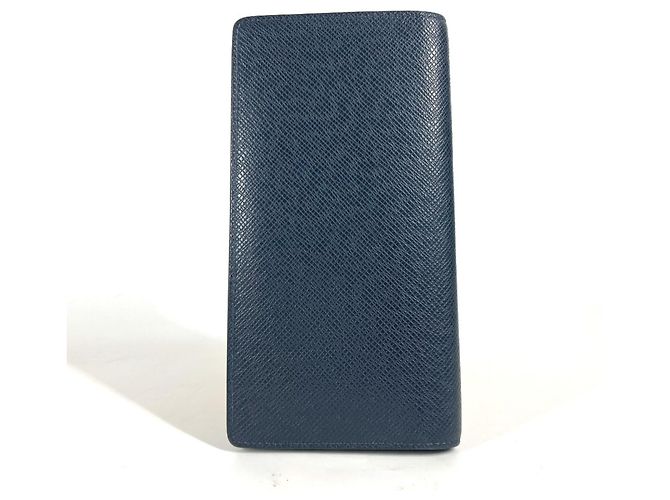 Louis Vuitton Taiga Portefeuille Brazza Long Wallet Navy blue