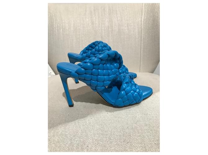 サンダル・ミュール BOTTEGA VENETA  Slippers and Clogs Women Leather Blue/Ink Bottega Veneta Slide Sandal, Size 38. 5 EU