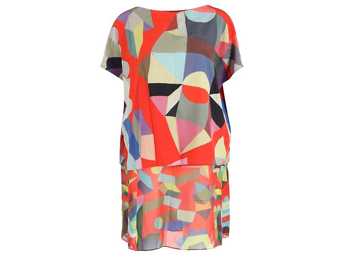 Robe mini superposée imprimée Akris en soie multicolore