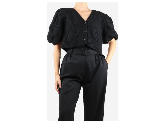 Simone Rocha Schwarze kurzärmlige Puffärmel-Cardigan - Größe UK 10