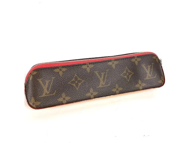 Louis Vuitton Monogram Pencil Case Brown Red Patent leather  ref.1622448