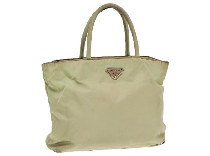PRADA Borsa Tote Nylon Argento Verde Pistacchio Auth hk1563