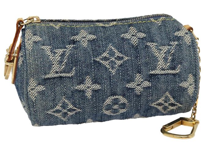 LOUIS VUITTON Monogram Denim Trousse Speedy Pouch Blue M95082 LV Auth 87601A