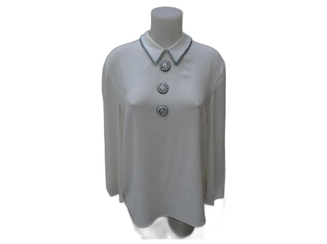 Miu Miu Seidenbluse weiß creme Roh