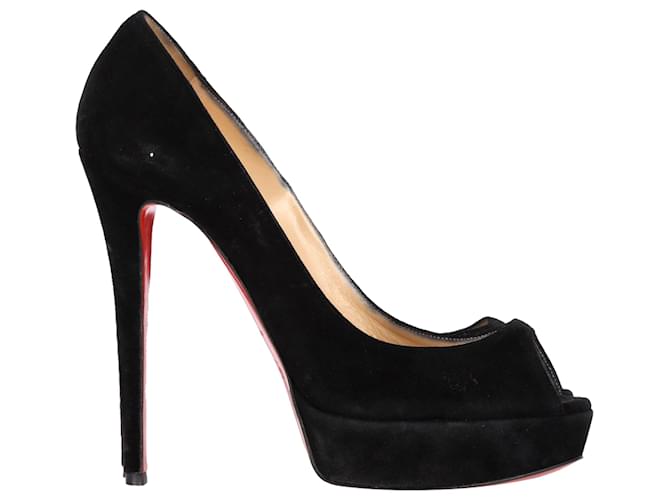 Christian Louboutin Lady Peep Pumps in Black Suede ref.1623694 Joli Closet