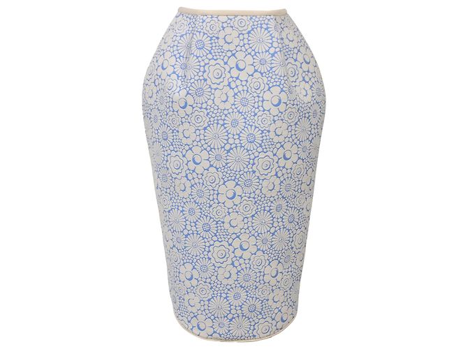 Falda mini de algodón ligero con estampado floral de Thom Browne en azul claro