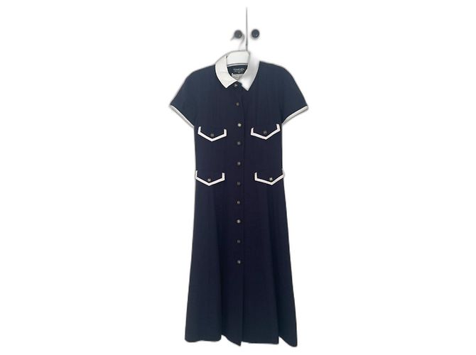 Cambon Chanel Abrigo de vestido azul marino 36 de 1993