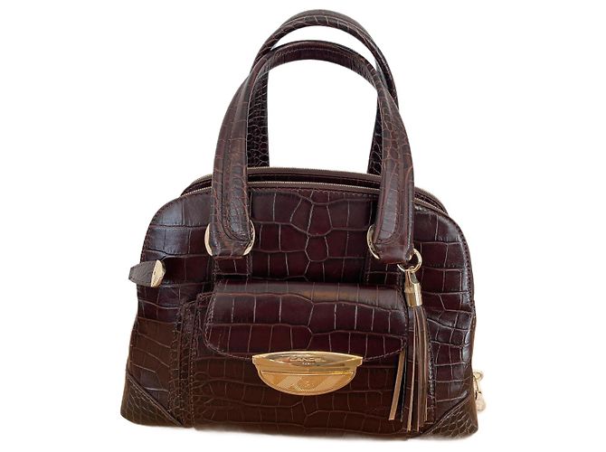 Lancel Adjani Handtasche Lackleder Cognac