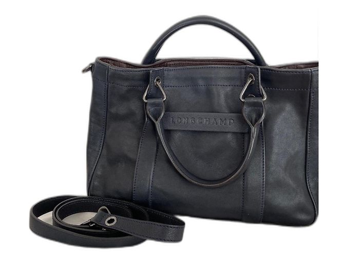 Longchamp 3D Lederhandtasche Marineblau Größe S