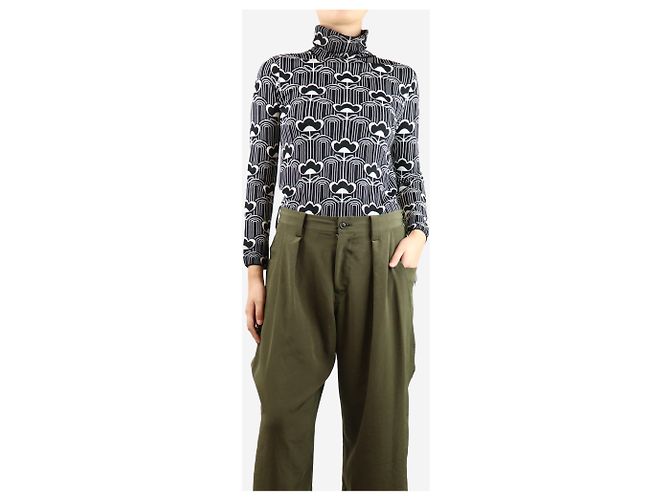 Prada Schwarzer floral Jacquard Rollkragenpullover - Größe UK 10