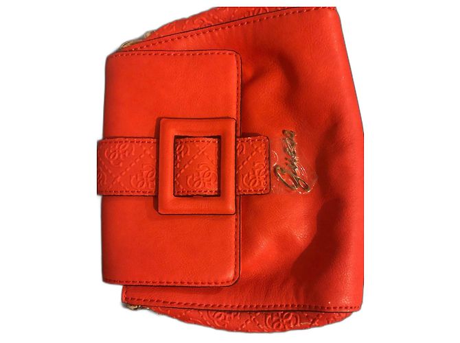 Bolsa de mão Guess em couro laranja