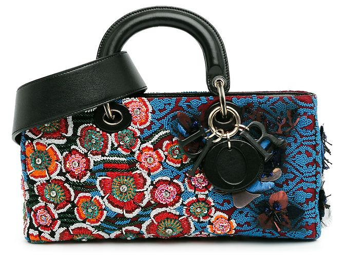 Dior Azul Medio Cinta Bead Bordado Floral Dama D Joy