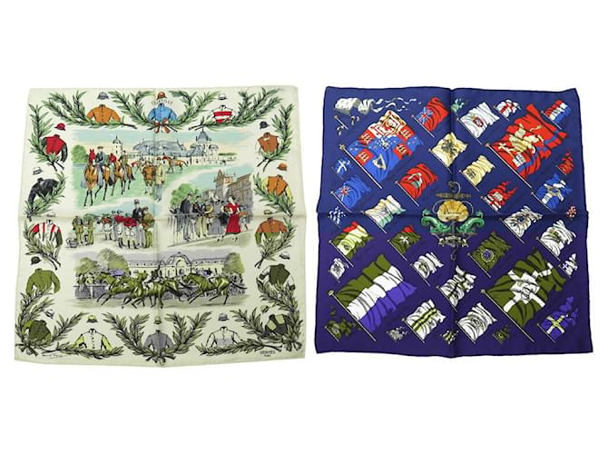 Hermès NINE LOT 2 HERMES CHANTILLY SCARVES + PAVOIS GAVROCHE SILK SQUARE SCARVES  ref.1624972