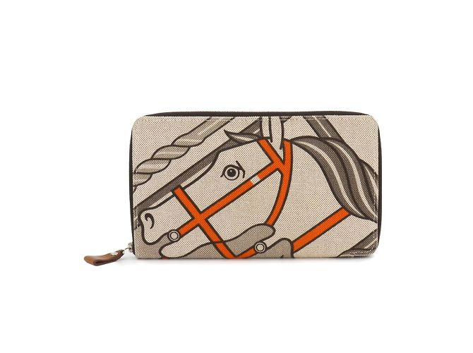 Hermès Hermes Steeple GM Round Long Wallet Brown Beige