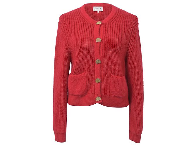 Cárdigan de lana roja con botones Purrl de Ba&Sh