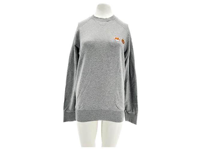Autre Marque Maison Kitsune knitwear T.International S Cotton Grey  ref.1626033