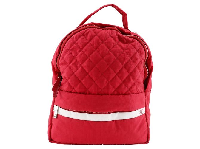 Chanel Coco Mark Backpack in Red Nylon