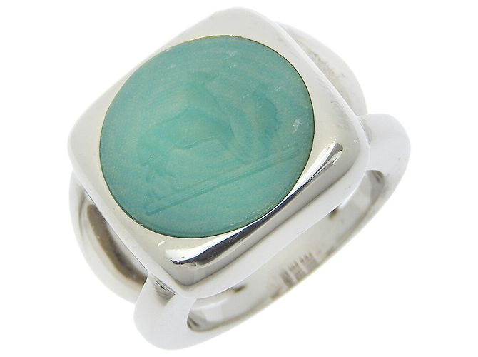 Ring Hermès Anillo de Corozo Hermes Plata Verde 