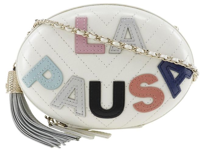 Bolsa de ombro em couro de bezerro Chanel La Pausa Branco