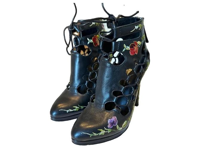 Botines de cuero negro Giuseppe Zanotti