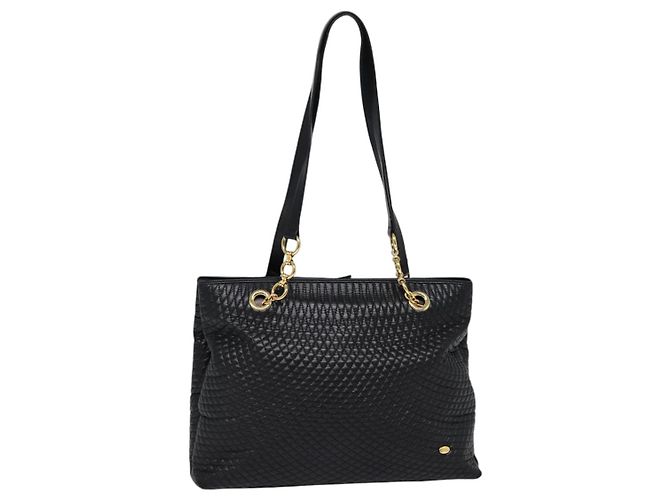 BALLY Sac Tote Cuir Noir Or Auth ep5456 Doré