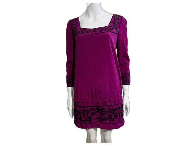 Alice by Temperley Vestido mini burdeos con bordado negro Púrpura