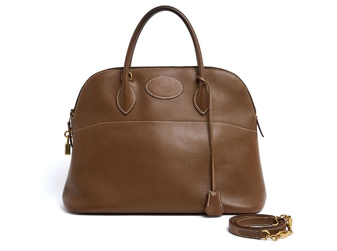 Hermès 1991 Bolsa Bolide 35 de Couro Marrom com Alça Hermes Spa