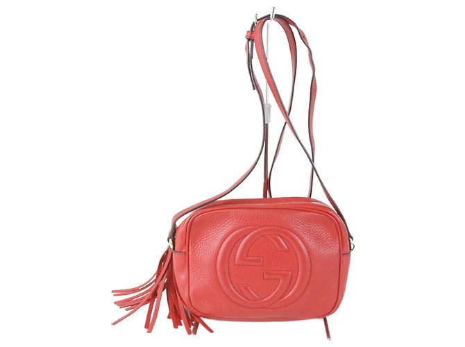 Bolsa de ombro de couro vermelho Gucci