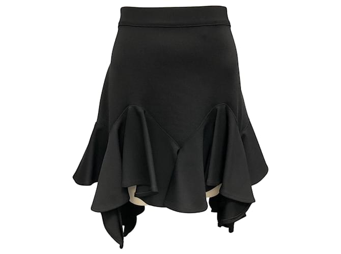 Givenchy Black Milano Ruffle Detail Stretch Knit Mini Skirt