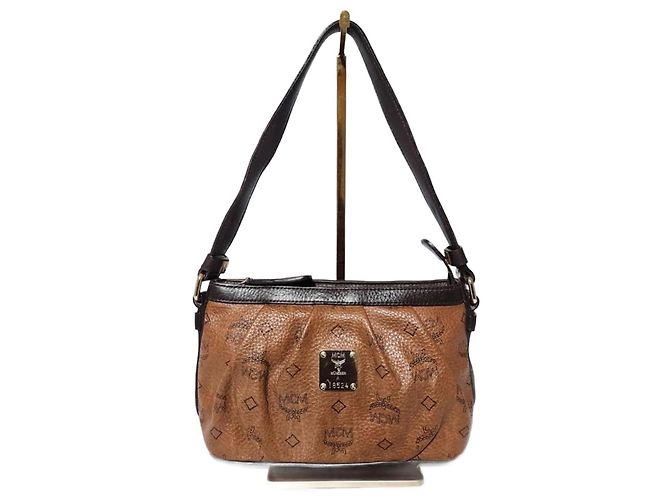 Pochete de couro MCM Visetos Chocolate/Marron Marrom