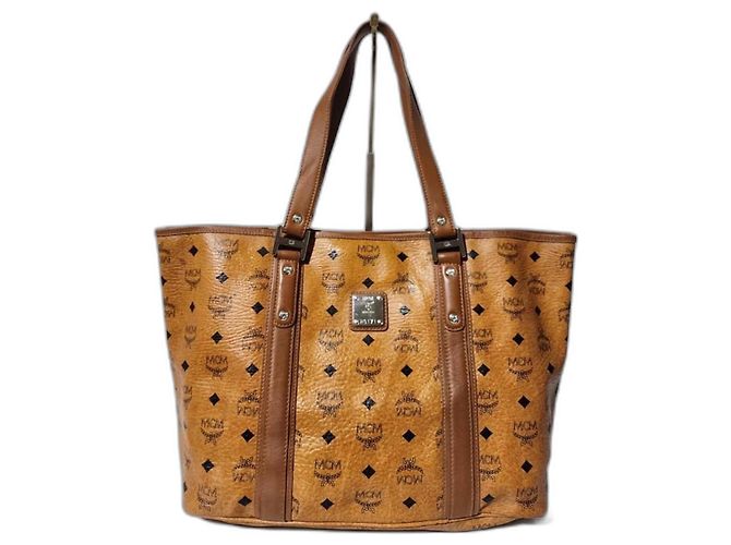 MCM Visetos Shopper Tote Cognac Marrom