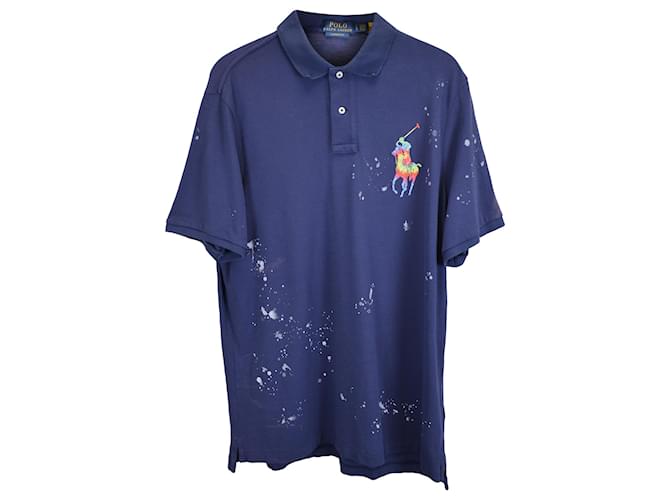 Polo Ralph Lauren Pony Paint Splatter Polo Shirt in Navy