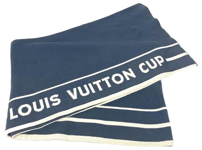Cachecol Louis Vuitton Cup LVCUP Branco Azul marinho