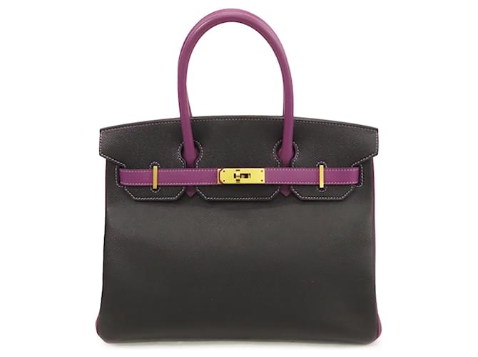 Hermès Black Special Order Epsom Birkin Retourne 30 Leather Pony-style calfskin  ref.1628645