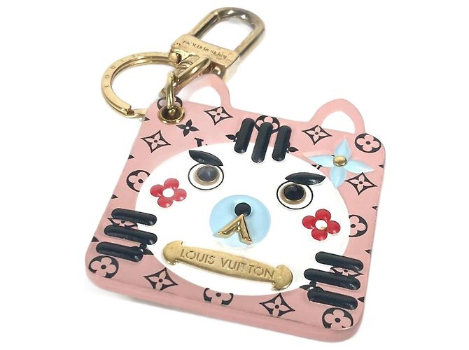 Louis Vuitton Portocle Fun Face Monogram Katzen Schlüsselanhänger Pink
