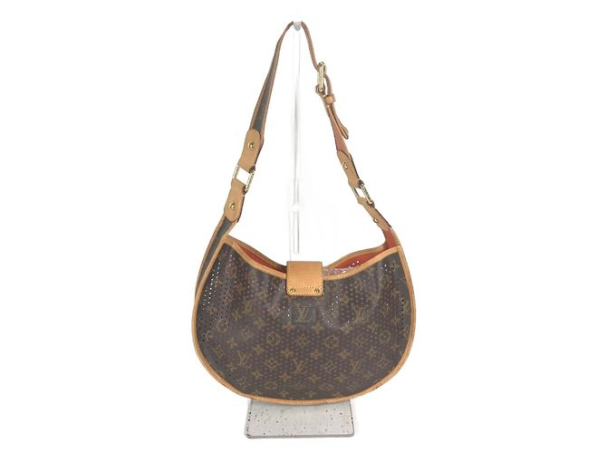 Sac à main Demi Lune perforé Monogram Louis Vuitton Marron Orange