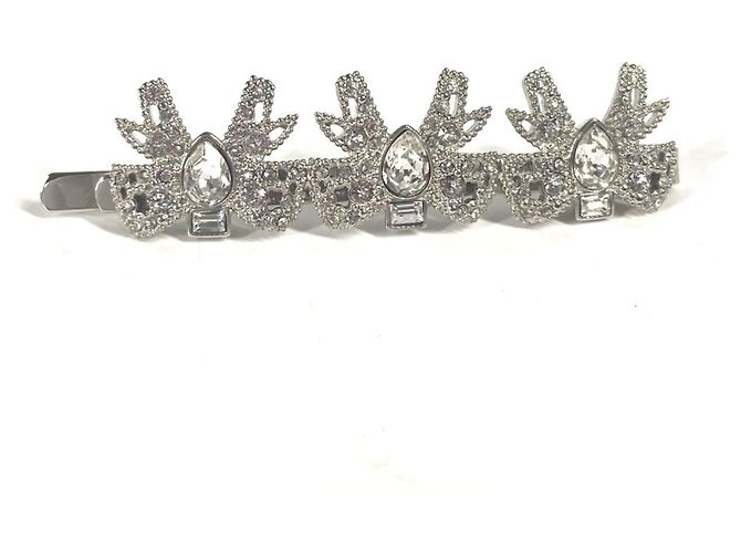 Grampo de cabelo com strass prateado Miu Miu Prata