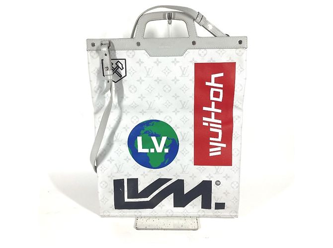 Bolso de hombro vertical plano blanco Monogram Louis Vuitton