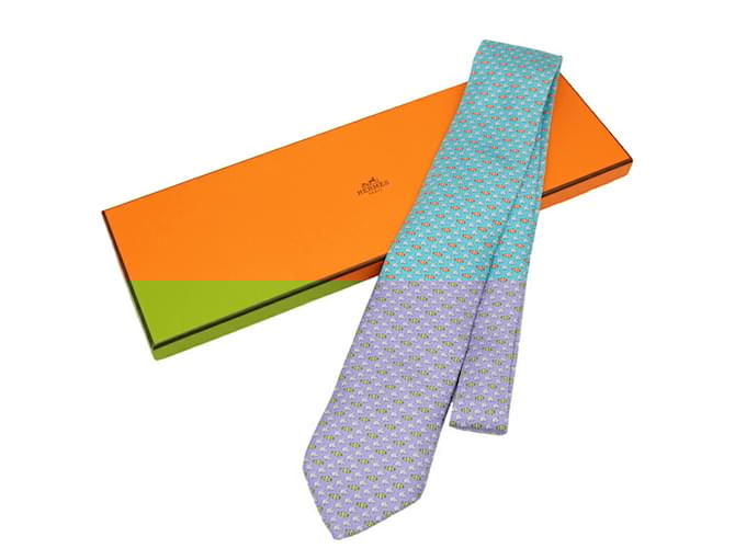 Silk In Hermès Gravata de seda azul claro Hermes  ref.1629020