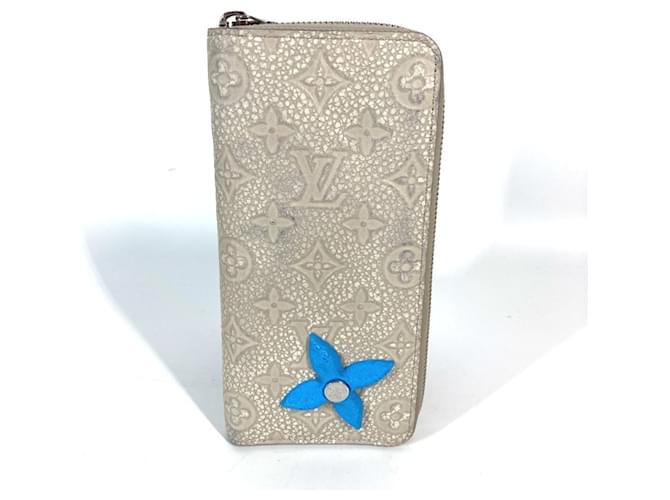 Louis Vuitton Taurillon Climbing Zippy Wallet Blue Beige Leather  ref.1629053