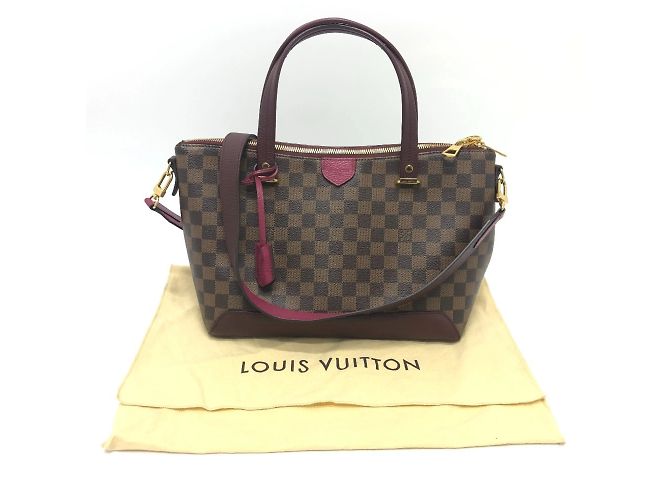 Bolsa de Ombro Damier Hyde Park da Louis Vuitton Marrom Fuschia Damier ebene