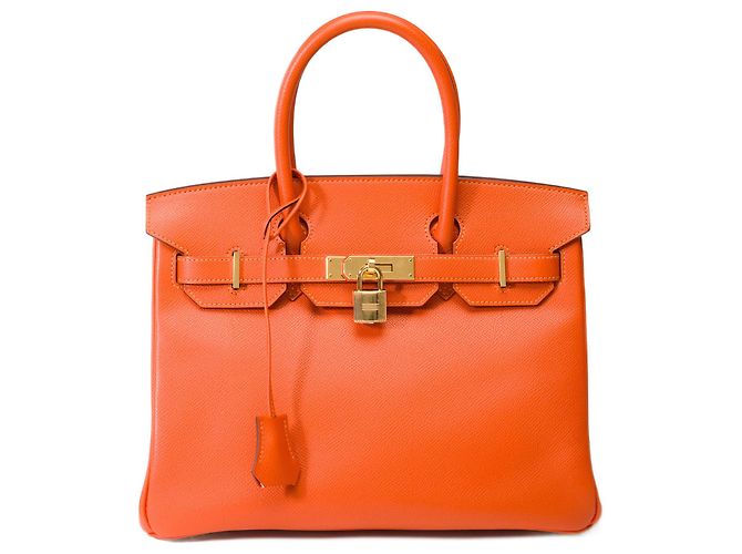 Hermès HERMES Birkin 30 Bag in Orange Leather - 102116