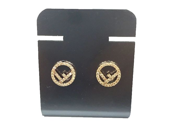Pendientes de bronce Fendi con circonita