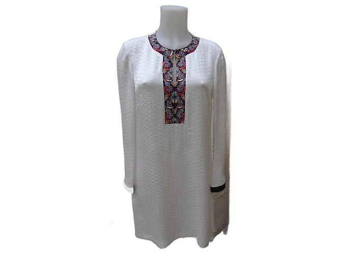 Vestido Etro de seda e viscose bordado com detalhes de pérolas Multicor