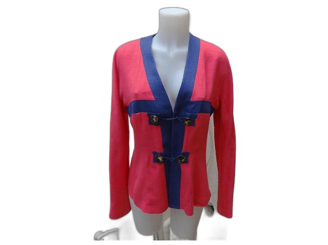 Giacca Giorgio Armani in cotone e seta rosa e blu