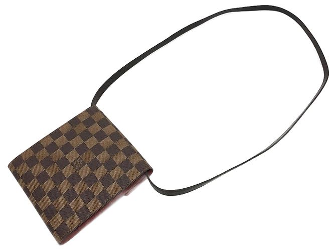 Bolsa de ombro em lona Damier Louis Vuitton Marrom
