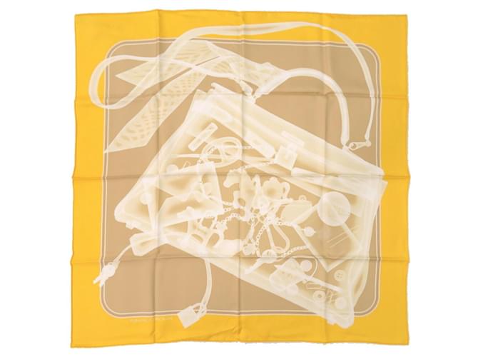 Hermès Hermes Carre Kelly Silk Scarf Beige Yellow  ref.1630833