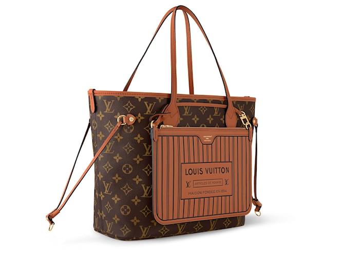 Louis Vuitton LV Neverfull Inside Out MM Brown Leather