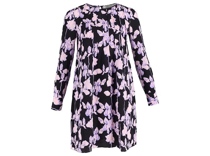Vestido shift plissado Joyce em seda com estampa floral de Diane von Furstenberg